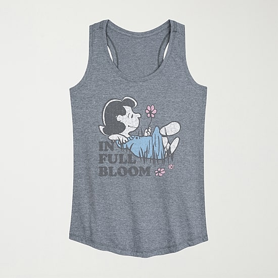 In Full Bloom Lucy Womens Scoop Neck Sleeveless Peanuts Tank Top