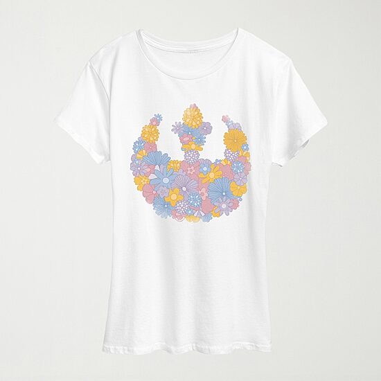 Rebel Flower Logo Tonal Washed Womens Crew Neck Short Sleeve Classic Fit Star Wars Graphic T-Shirt