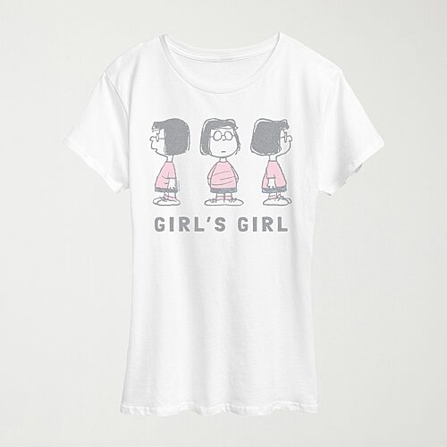 Novelty T-shirts Marcie Girls Girl Womens Crew Neck Short Sleeve Classic Fit Peanuts Graphic T-shirt In White