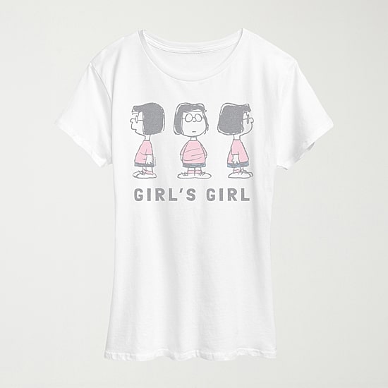 Marcie Girls Girl Womens Crew Neck Short Sleeve Classic Fit Peanuts Graphic T-Shirt
