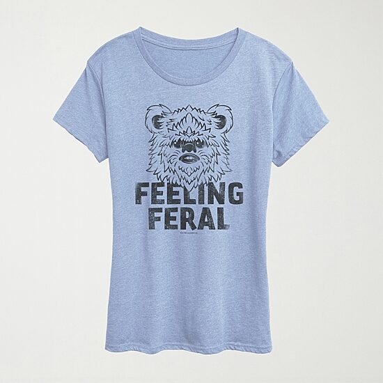 Feeling Feral Ewok Womens Crew Neck Short Sleeve Classic Fit Star Wars Graphic T-Shirt