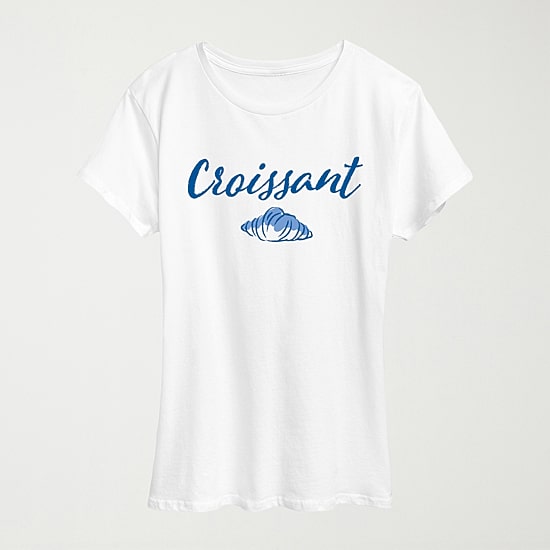 Croissant Womens Crew Neck Short Sleeve Classic Fit Graphic T-Shirt