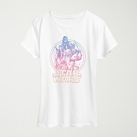 Gradient Womens Crew Neck Short Sleeve Classic Fit Star Wars Graphic T-Shirt
