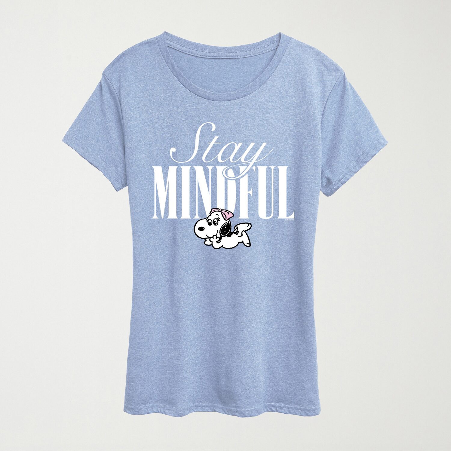 Stay Mindful Womens Crew Neck Short Sleeve Classic Fit Peanuts Graphic T-Shirt