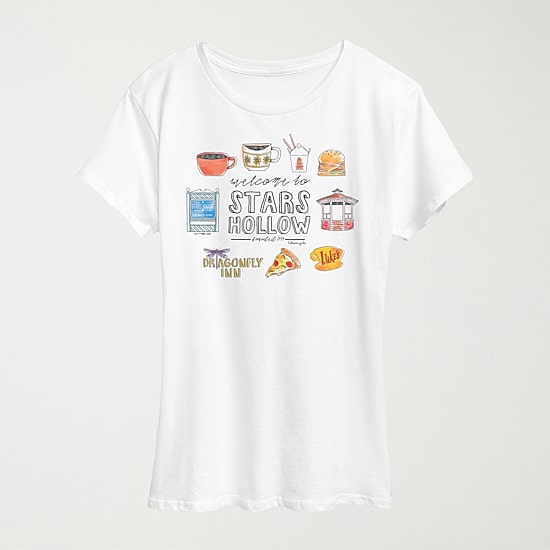 Gilmore Girls Stars Hallow Grid Womens Crew Neck Short Sleeve Classic Fit Graphic T-Shirt