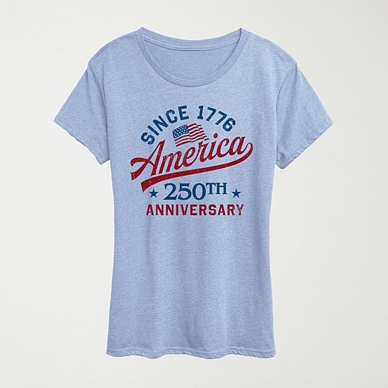 America 250 Womens Crew Neck Short Sleeve Classic Fit Graphic T-Shirt
