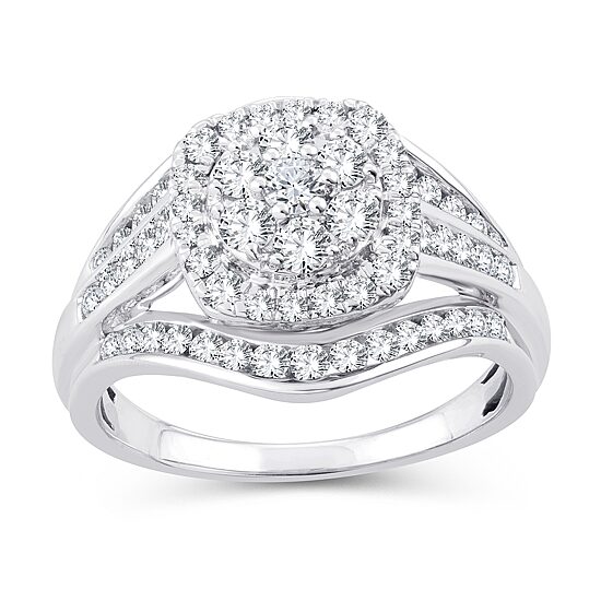 Womens 1 CT. T.W. Natural White Diamond 10K Gold Cushion Engagement Ring