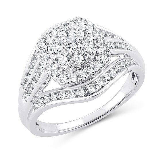 Womens 1 CT. T.W. Natural White Diamond 10K Gold Cushion Engagement Ring