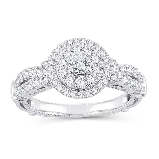 Womens 1 CT. T.W. Natural White Diamond 10K Gold Round Engagement Ring