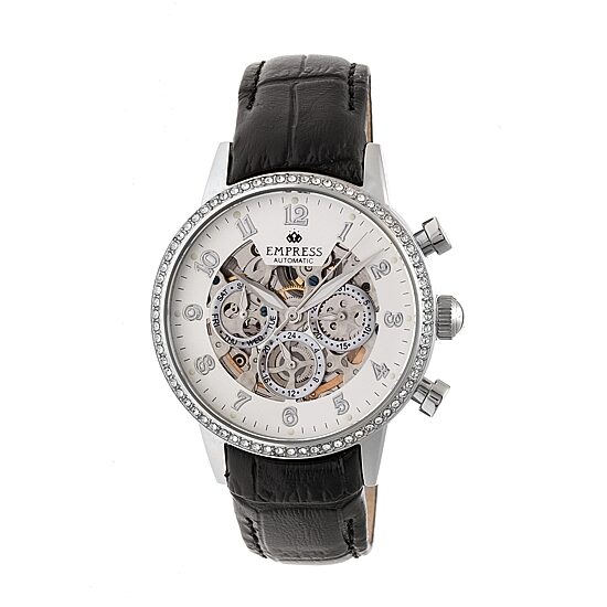 Empress Unisex Adult Black Leather Strap Watch Empem2001