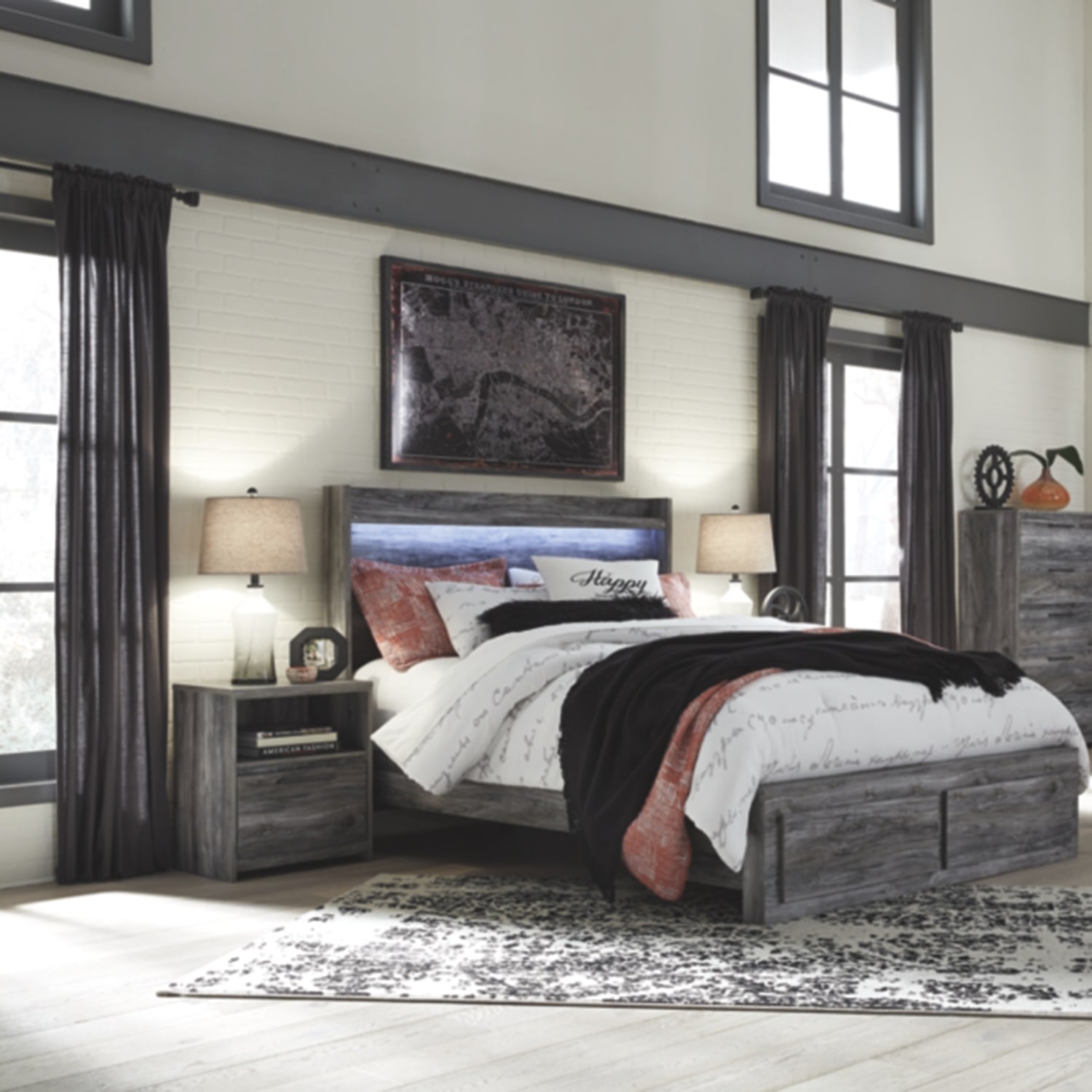 Signature Design by Ashley Baystorm 1-Drawer Nightstand in Dark Gray