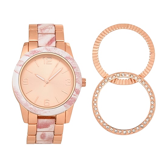 Geneva Womens Rose Goldtone Bracelet Watch Wac7253jc