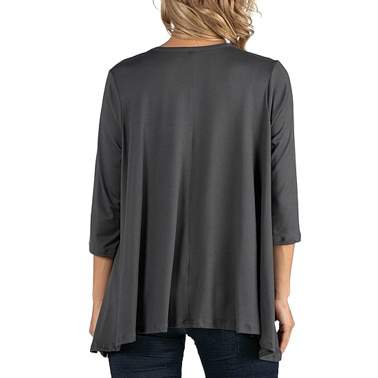 24/7 Comfort Apparel Elbow Length Sleeve Open Cardigan