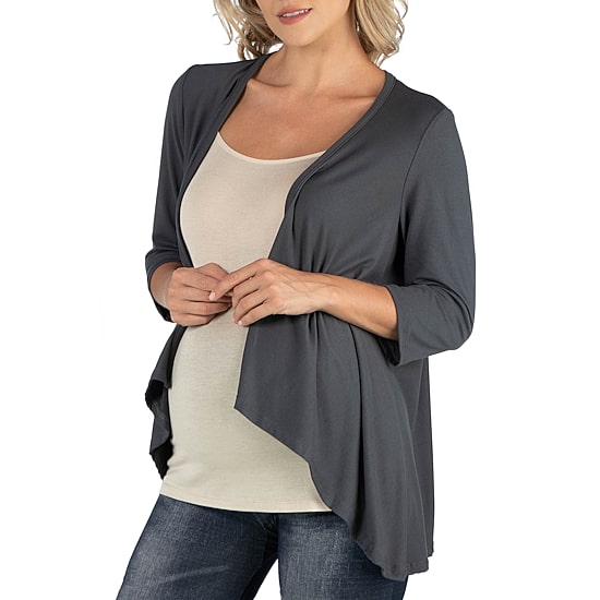 24/7 Comfort Apparel Elbow Length Sleeve Open Cardigan