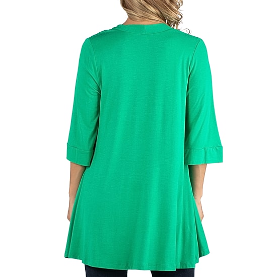 24/7 Comfort Apparel Open Front Elbow Length Sleeve Cardigan