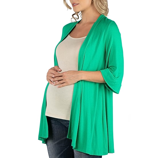 24/7 Comfort Apparel Open Front Elbow Length Sleeve Cardigan