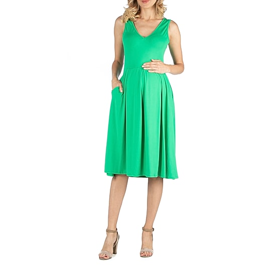 24/7 Comfort Apparel Fit and Flare Sleeveless Midi Dress