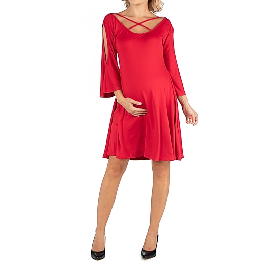 24/7 Comfort Apparel Knee Cold Shoulder Dress