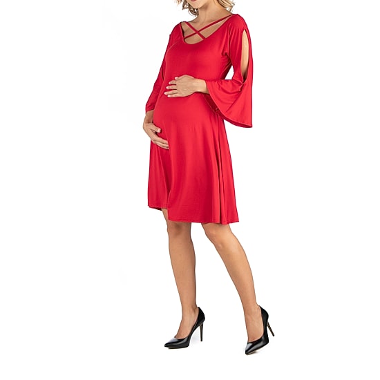 24/7 Comfort Apparel Knee Cold Shoulder Dress