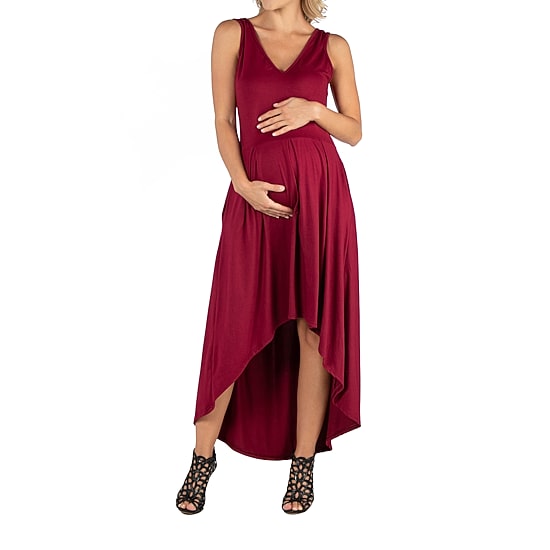24/7 Comfort Apparel Sleeveles Fit and Flare High Low Dress