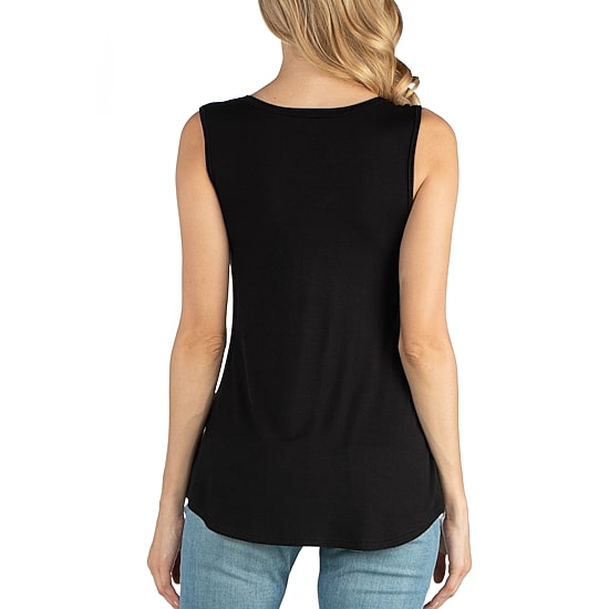 24/7 Comfort Apparel V Neck Round Hemline Tunic Tank Top