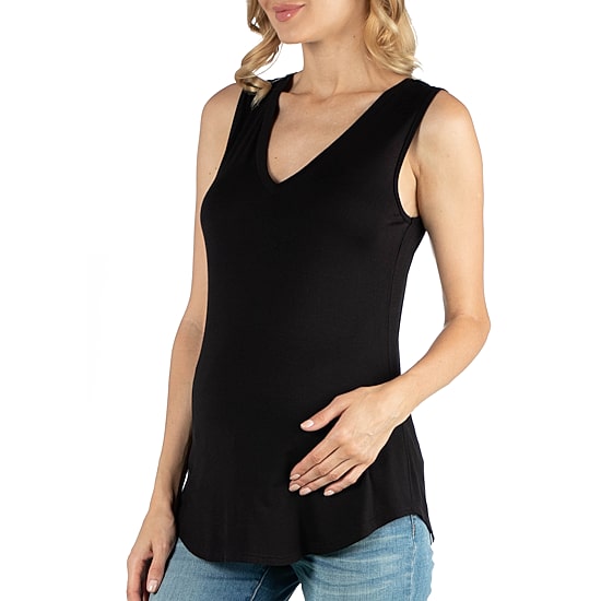24/7 Comfort Apparel V Neck Round Hemline Tunic Tank Top