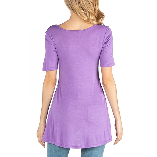24/7 Comfort Apparel Cap Sleeve Tunic Top with Buttons