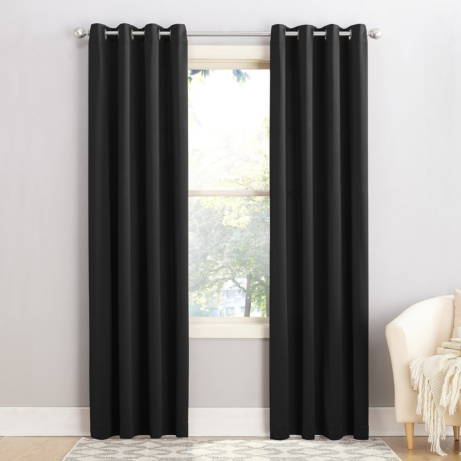 Sun Zero Emory Grommet Top Light-Filtering Single Curtain Panel