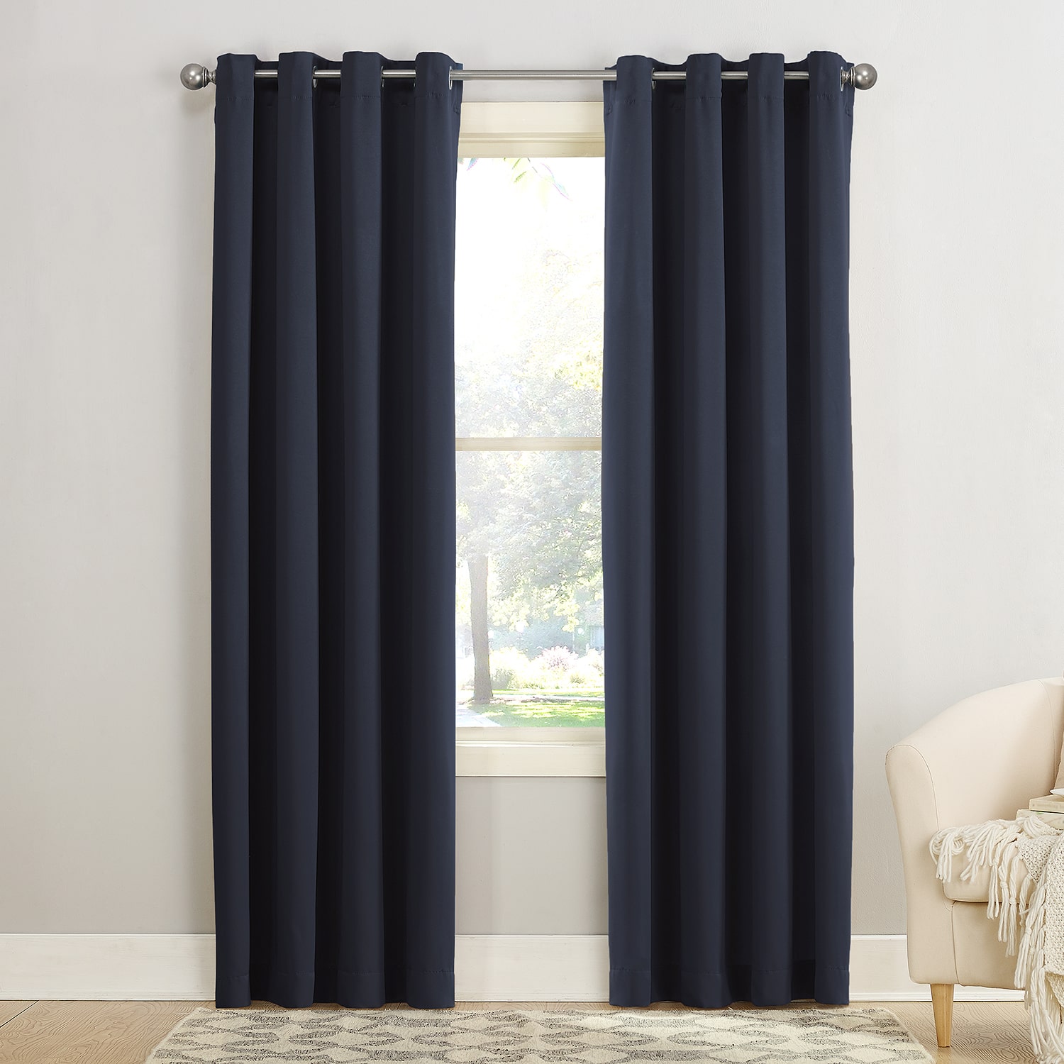 Sun Zero Emory Grommet Top Light-Filtering Single Curtain Panel