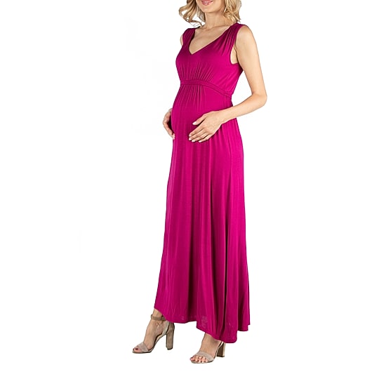 24/7 Comfort Apparel V Neck Sleeveless Maxi Dress with Belt