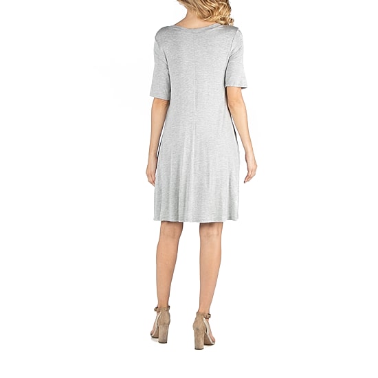 24/7 Comfort Apparel Soft Flare T-Shirt Dress with Pockets