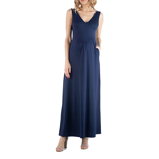 24/7 Comfort Apparel Maxi Sleeveless Dress with Pockets