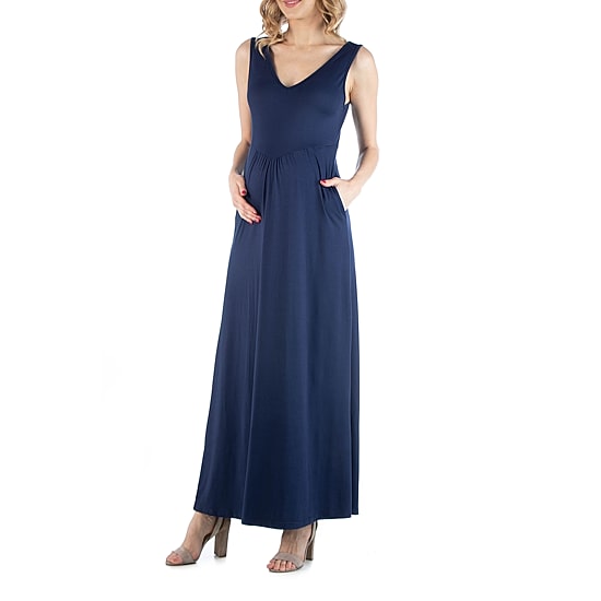 24/7 Comfort Apparel Maxi Sleeveless Dress with Pockets