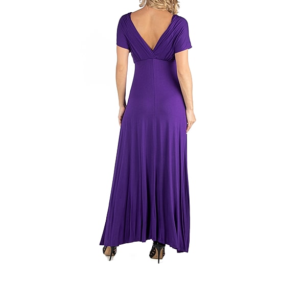 24/7 Comfort Apparel Cap Sleeve V-Neck Maxi Dress