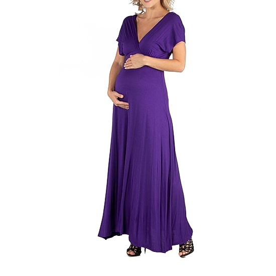 24/7 Comfort Apparel Cap Sleeve V-Neck Maxi Dress