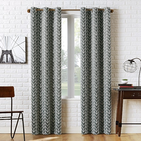 Sun Zero Kenwood Chevron Grommet Top Energy Saving Blackout Single Curtain Panel