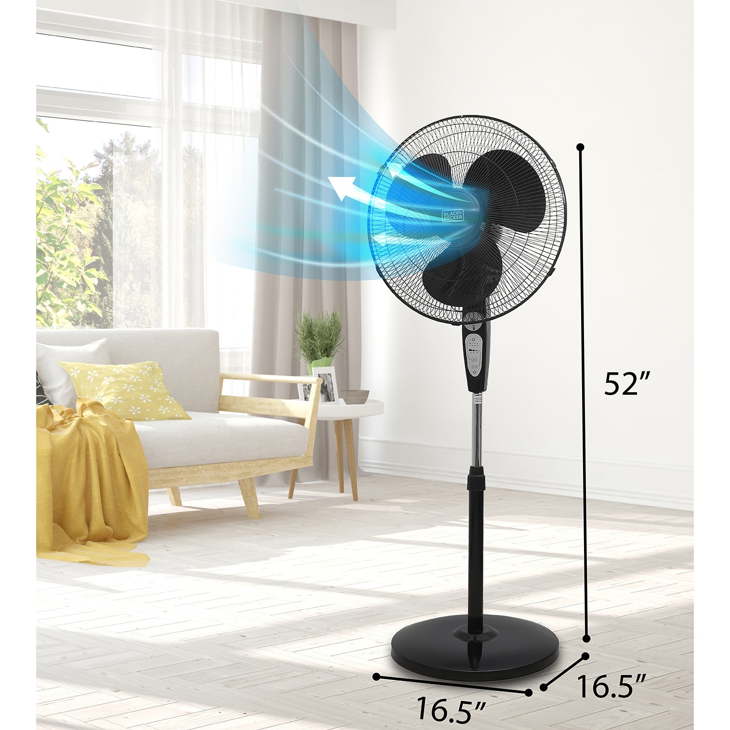 Black+Decker BFSR18B 18 Inches Stand Fan With Remote Black