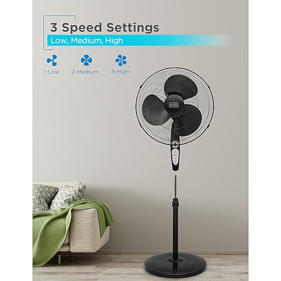 Black+Decker BFSR18B 18 Inches Stand Fan With Remote Black