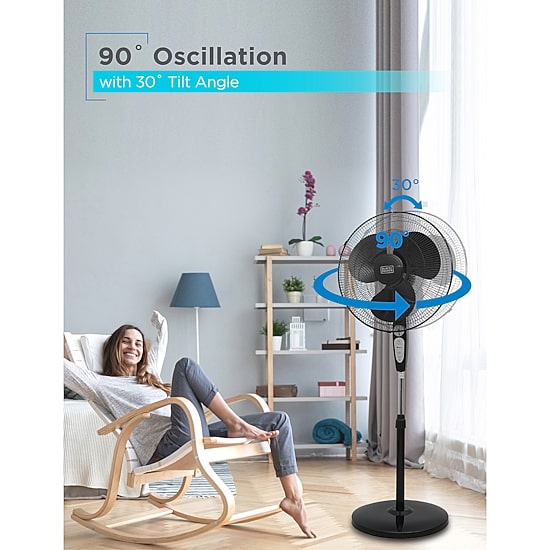 Black+Decker BFSR18B 18 Inches Stand Fan With Remote Black