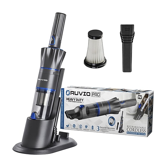 Ruvio Pro Cordless Rechargeable Hand Vacuum 17” Portable Vacuum Cleaner for Home and Car Use