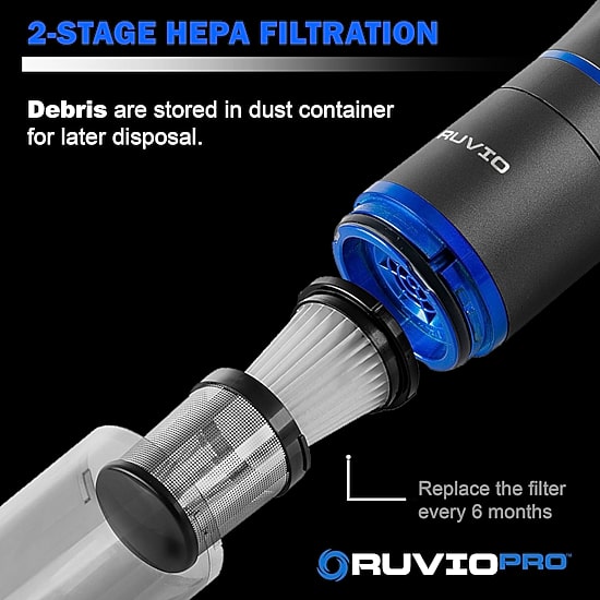 Ruvio Pro Cordless Rechargeable Hand Vacuum 17” Portable Vacuum Cleaner for Home and Car Use