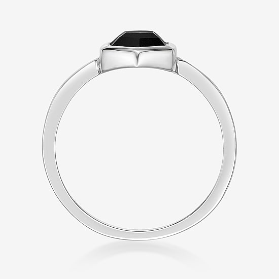 Womens Genuine Black Onyx Sterling Silver Round Cocktail Ring
