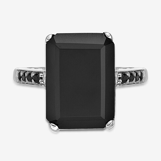Womens Genuine Black Onyx Sterling Silver Cocktail Ring