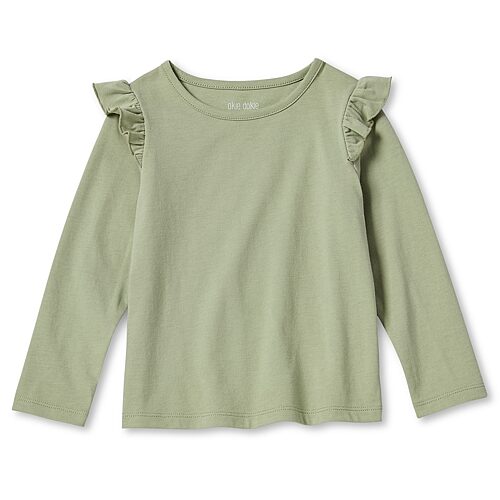 Okie Dokie Toddler & Little Girls Round Neck Long Sleeve T-Shirt, 12 Months, Green