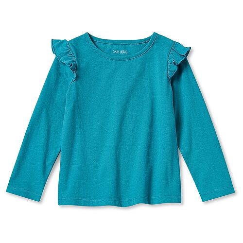 Okie Dokie Toddler & Little Girls Round Neck Long Sleeve T-Shirt, 12 Months, Blue