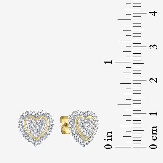 (G-H / I1-I2) 1/3 CT.T.W. Lab-Grown Diamond 10K Gold 11mm Heart Stud Earrings