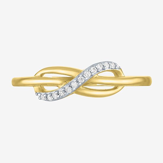 Diamond Accent (G-H / I1-I2) Womens Diamond Accent Lab Grown White Diamond 10K Gold Infinity Cocktail Ring