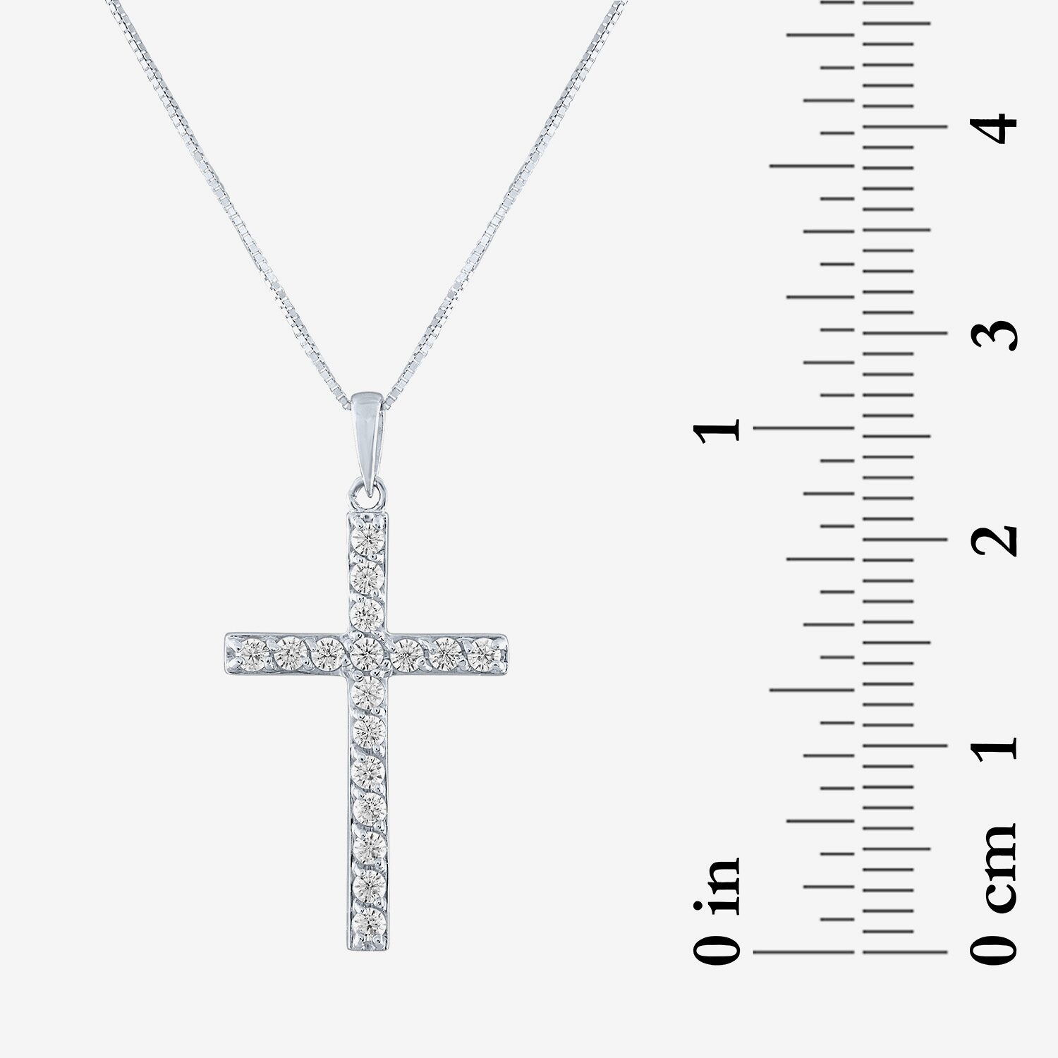 G-H / Si2-I1) Womens 1/3 CT. T.W. Lab Grown White Diamond 10K Gold Cross 18 Inch Pendant Necklace