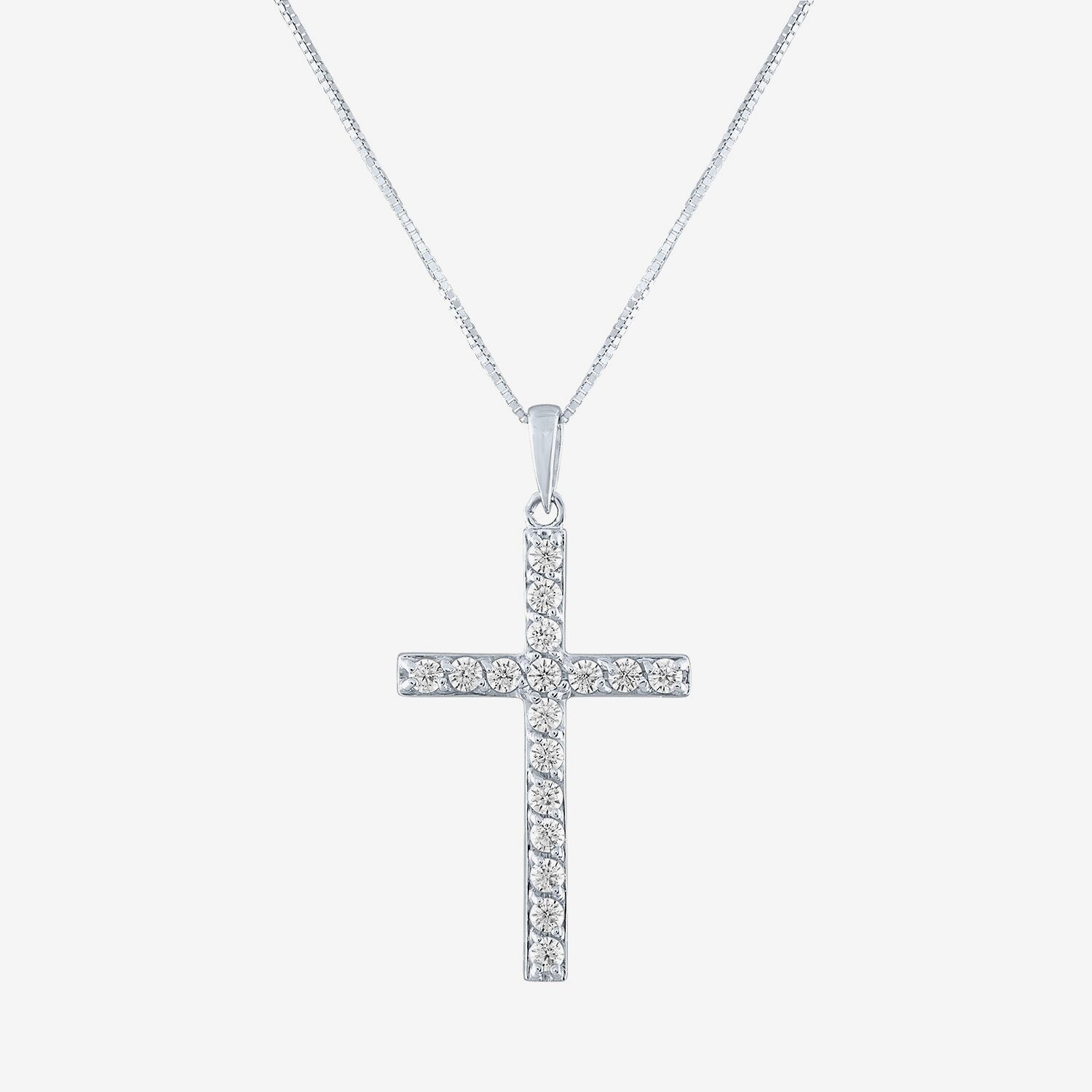 G-H / Si2-I1) Womens 1/3 CT. T.W. Lab Grown White Diamond 10K Gold Cross 18 Inch Pendant Necklace