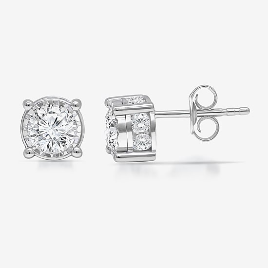 Tru Miracle 2 CT. T.W. Lab Grown White Diamond 10K Gold 6.7mm Round Stud Earrings